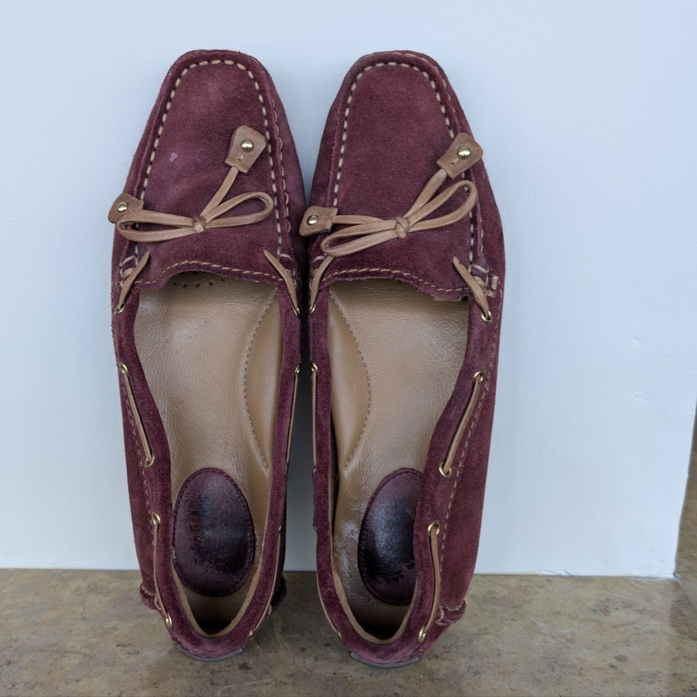 Clarks Red Suede Moccasins